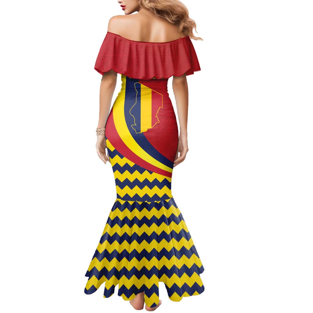 Personalised Chad Independence Day Mermaid Dress Coat Of Arms Gerbera Daisy