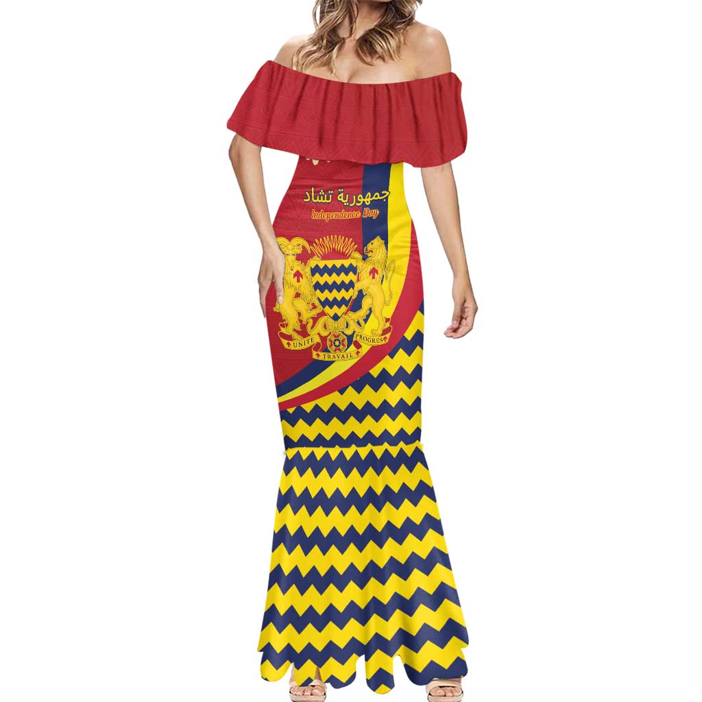 Personalised Chad Independence Day Mermaid Dress Coat Of Arms Gerbera Daisy