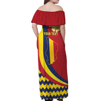 Personalised Chad Independence Day Off Shoulder Maxi Dress Coat Of Arms Gerbera Daisy