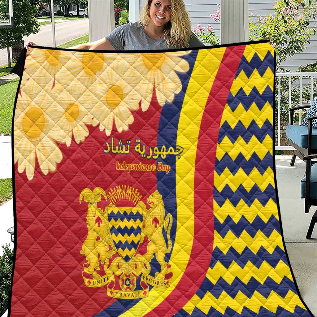 Chad Independence Day Quilt Coat Of Arms Gerbera Daisy