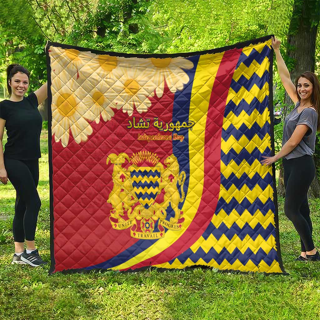 Chad Independence Day Quilt Coat Of Arms Gerbera Daisy