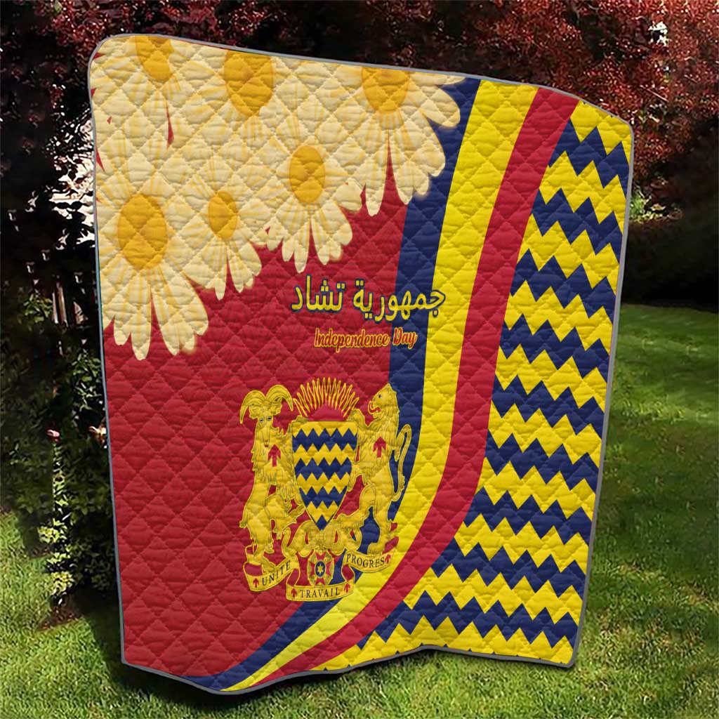 Chad Independence Day Quilt Coat Of Arms Gerbera Daisy