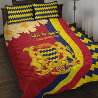 Chad Independence Day Quilt Bed Set Coat Of Arms Gerbera Daisy