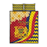 Chad Independence Day Quilt Bed Set Coat Of Arms Gerbera Daisy