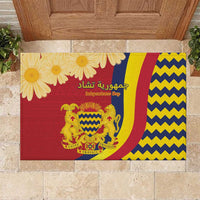Chad Independence Day Rubber Doormat Coat Of Arms Gerbera Daisy