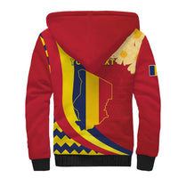 Personalised Chad Independence Day Sherpa Hoodie Coat Of Arms Gerbera Daisy