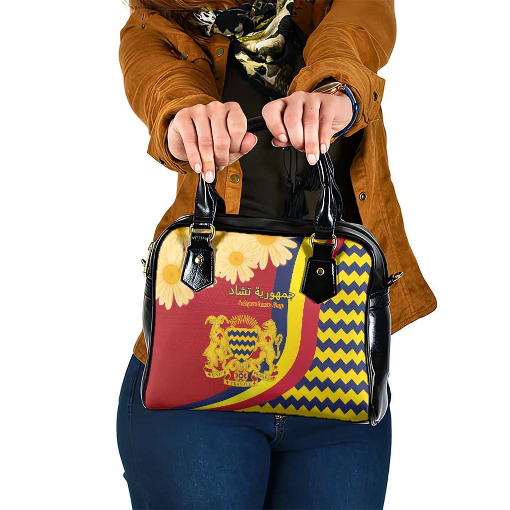 Chad Independence Day Shoulder Handbag Coat Of Arms Gerbera Daisy
