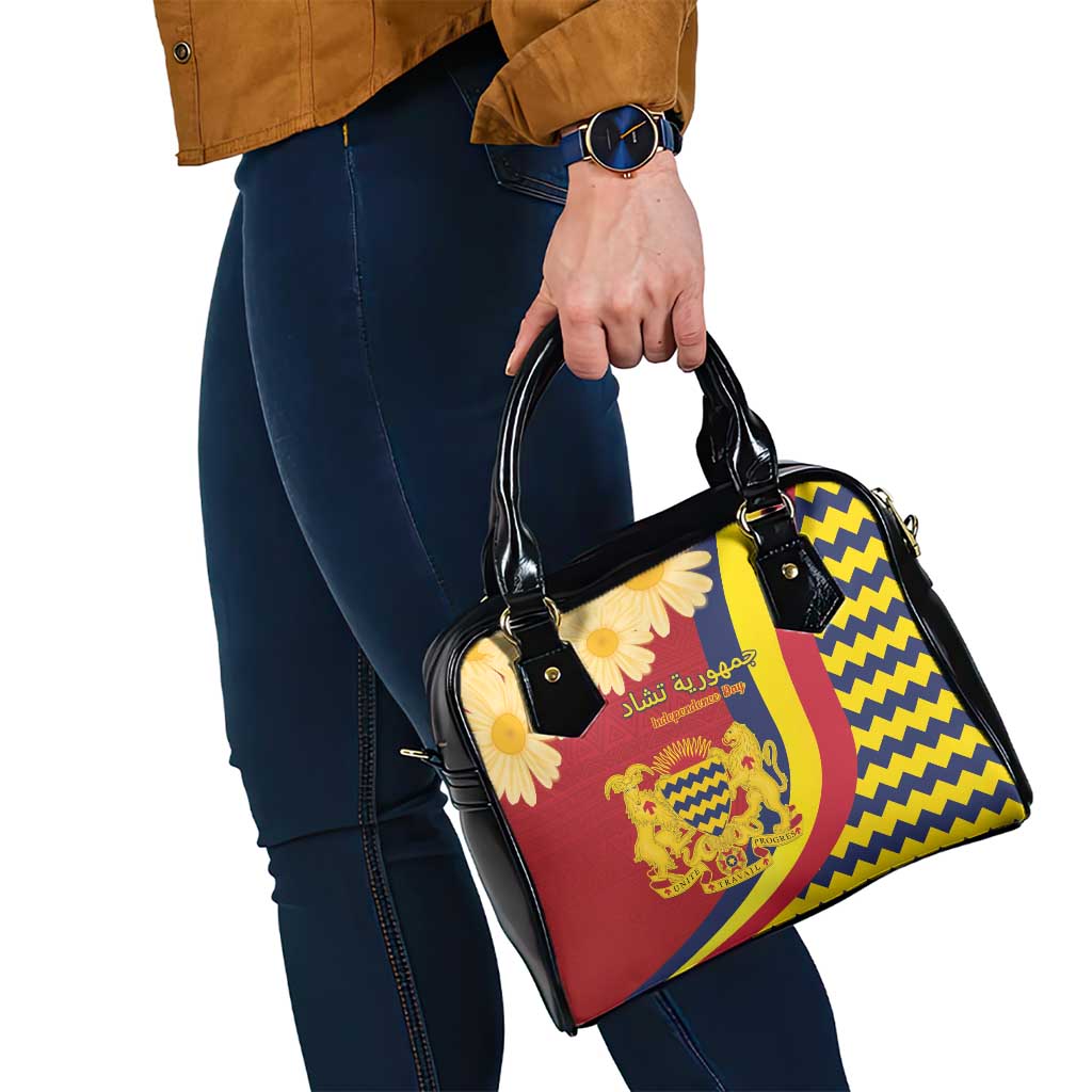 Chad Independence Day Shoulder Handbag Coat Of Arms Gerbera Daisy