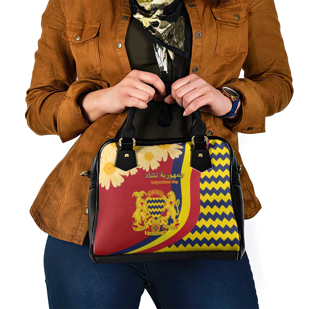Chad Independence Day Shoulder Handbag Coat Of Arms Gerbera Daisy