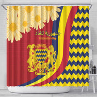 Chad Independence Day Shower Curtain Coat Of Arms Gerbera Daisy