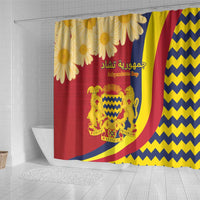 Chad Independence Day Shower Curtain Coat Of Arms Gerbera Daisy