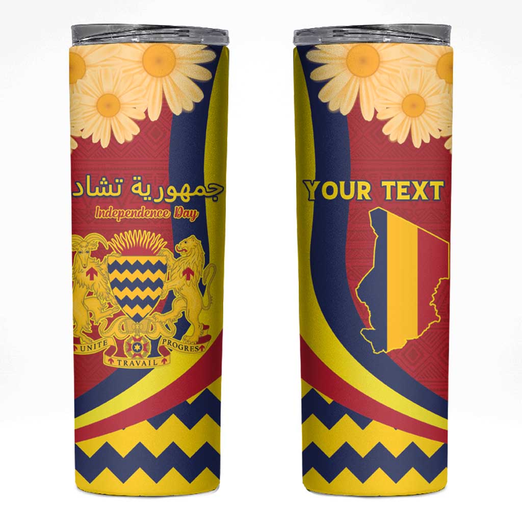 Personalised Chad Independence Day Skinny Tumbler Coat Of Arms Gerbera Daisy