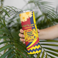 Personalised Chad Independence Day Skinny Tumbler Coat Of Arms Gerbera Daisy
