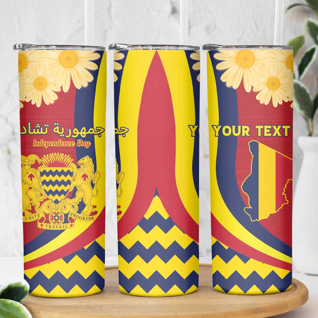 Personalised Chad Independence Day Skinny Tumbler Coat Of Arms Gerbera Daisy