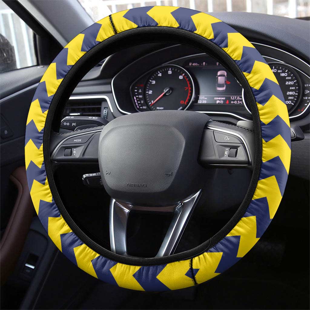 Chad Independence Day Steering Wheel Cover Coat Of Arms Gerbera Daisy