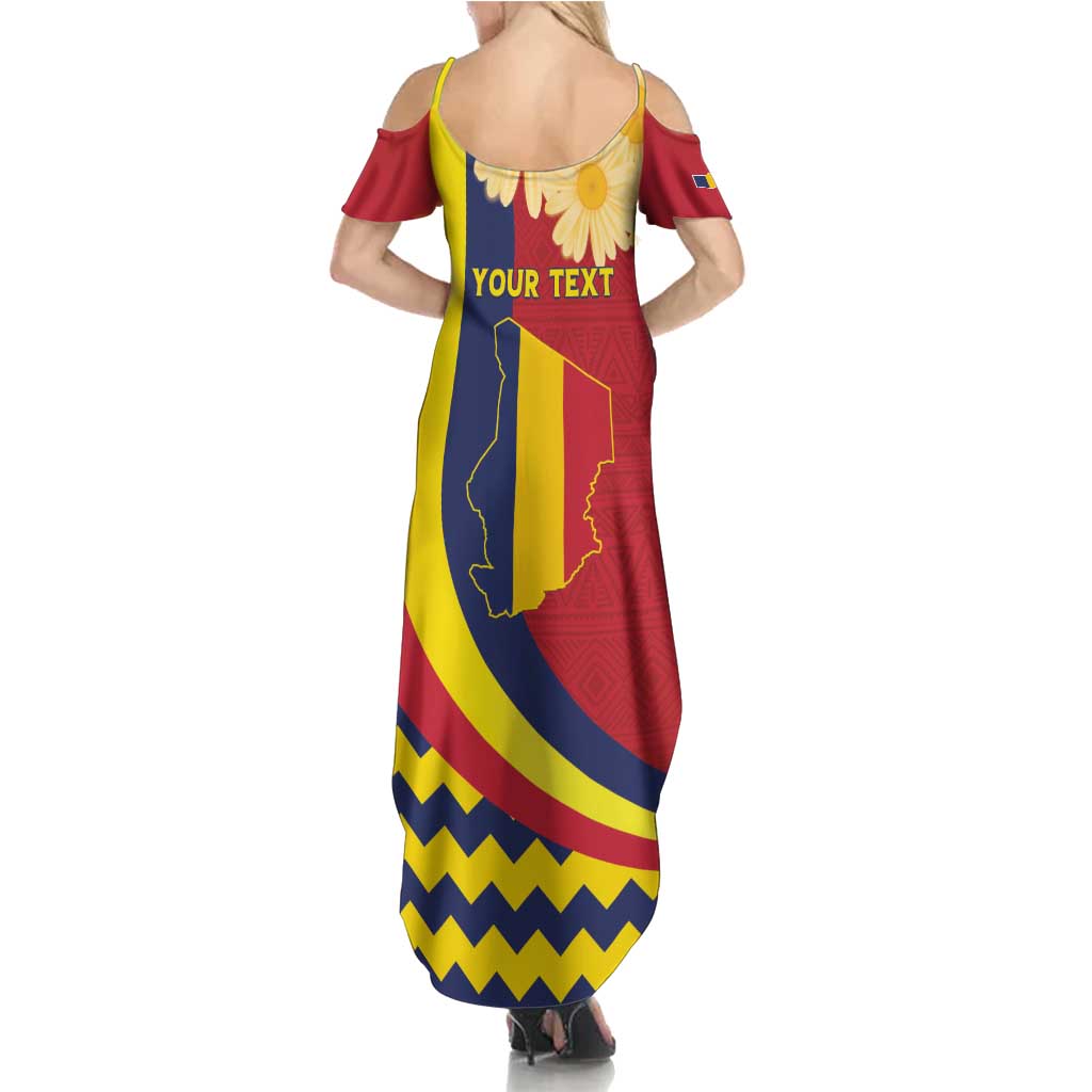 Personalised Chad Independence Day Summer Maxi Dress Coat Of Arms Gerbera Daisy