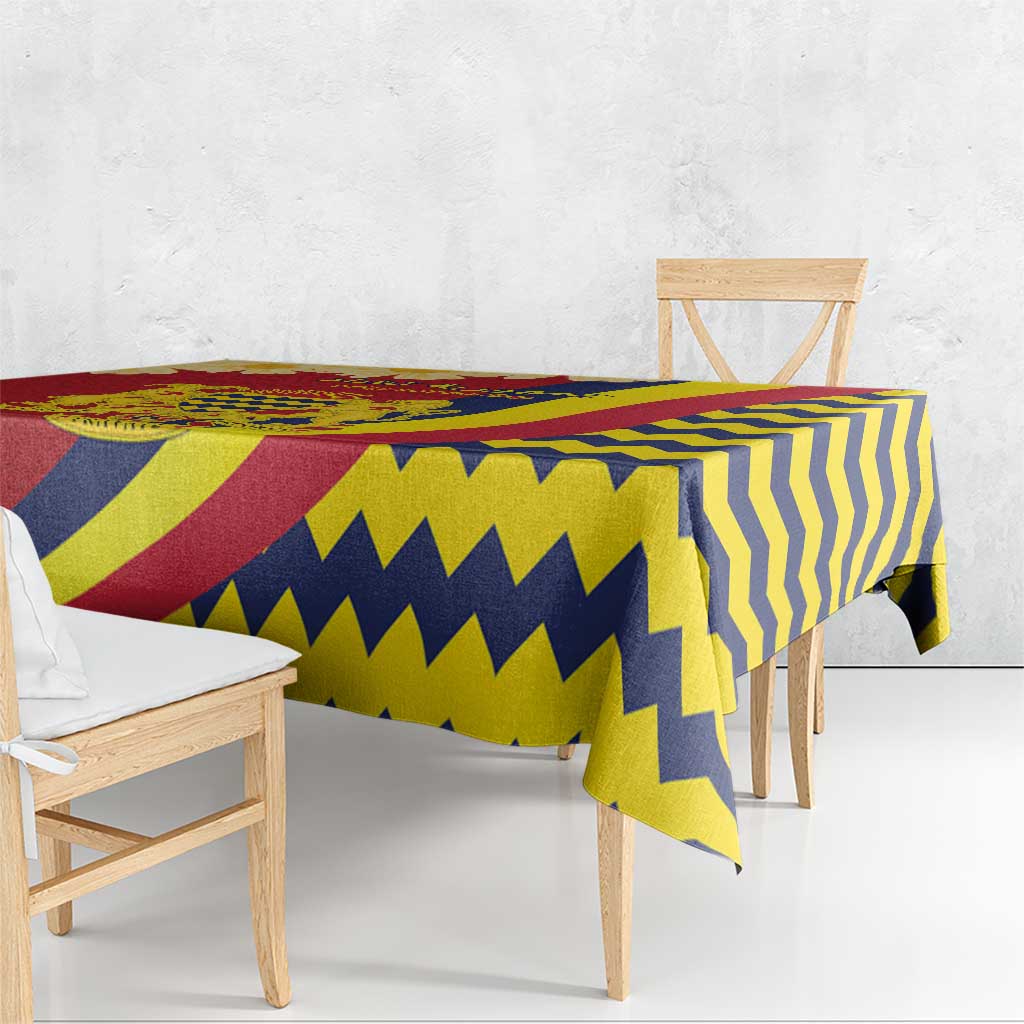 Chad Independence Day Tablecloth Coat Of Arms Gerbera Daisy