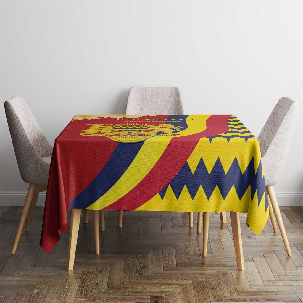 Chad Independence Day Tablecloth Coat Of Arms Gerbera Daisy