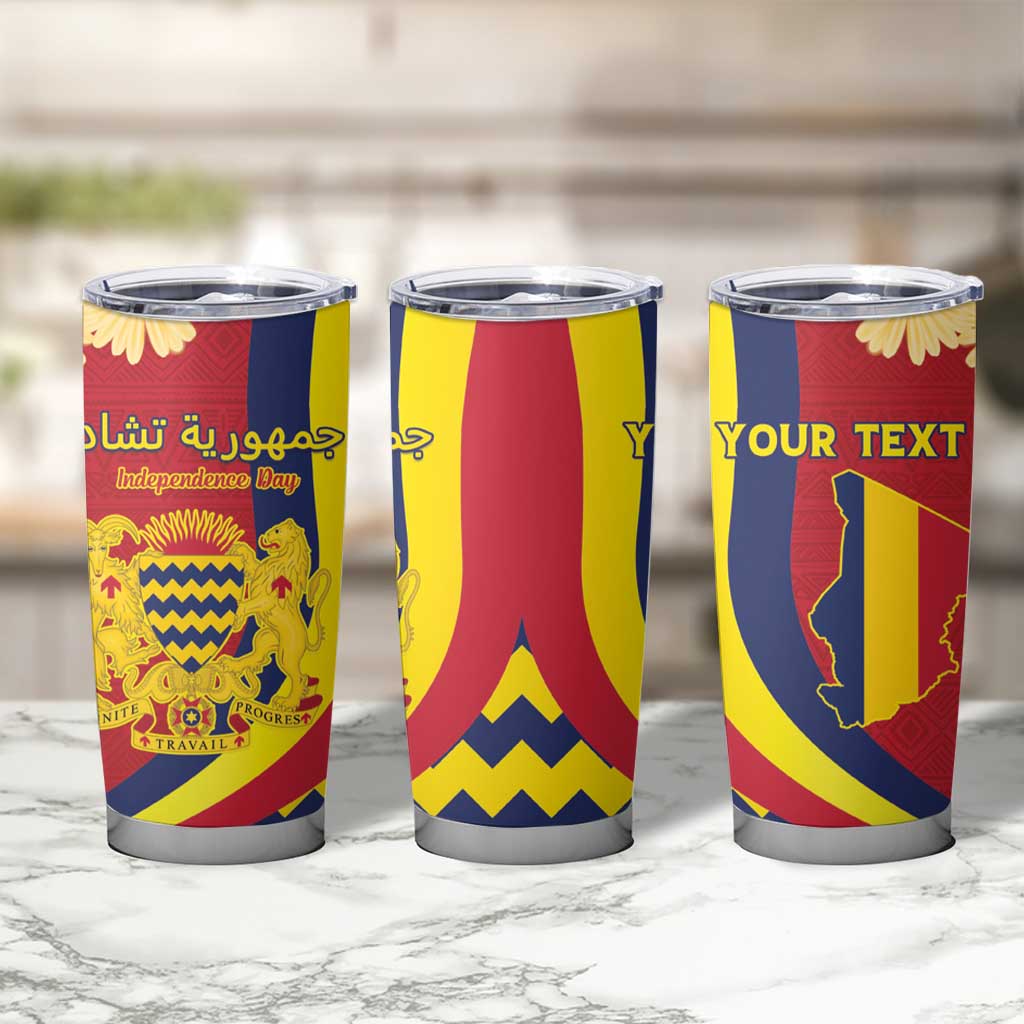 Personalised Chad Independence Day Tumbler Cup Coat Of Arms Gerbera Daisy