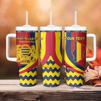 Personalised Chad Independence Day Tumbler With Handle Coat Of Arms Gerbera Daisy