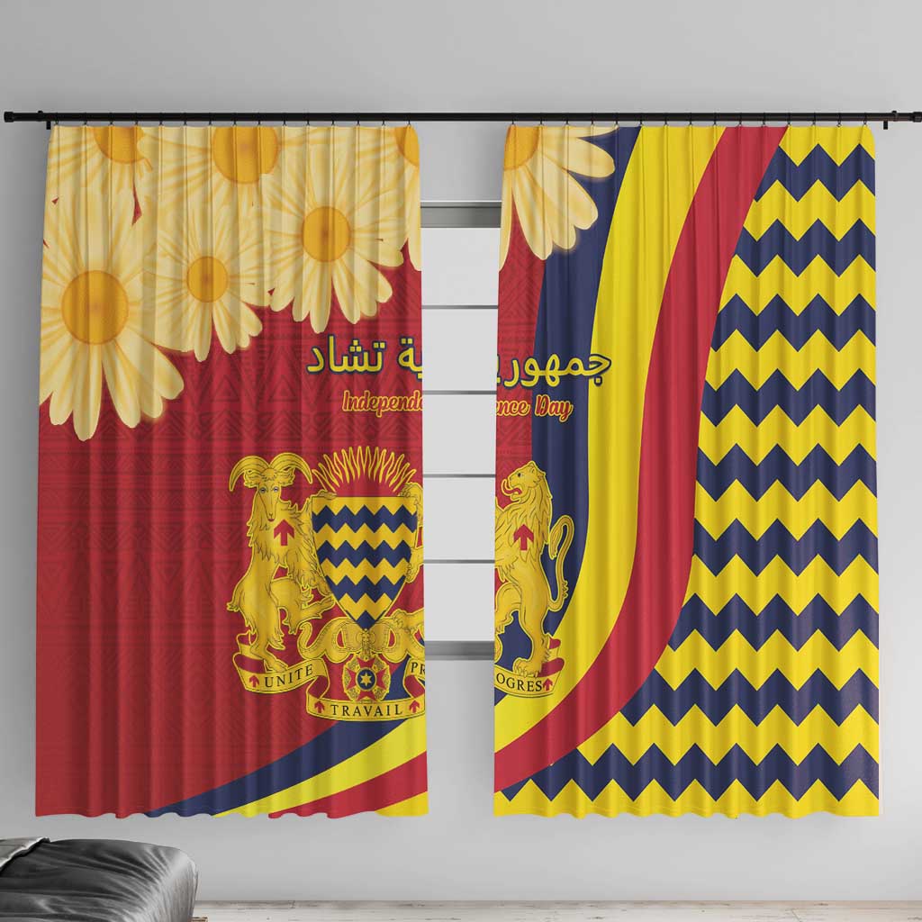 Chad Independence Day Window Curtain Coat Of Arms Gerbera Daisy