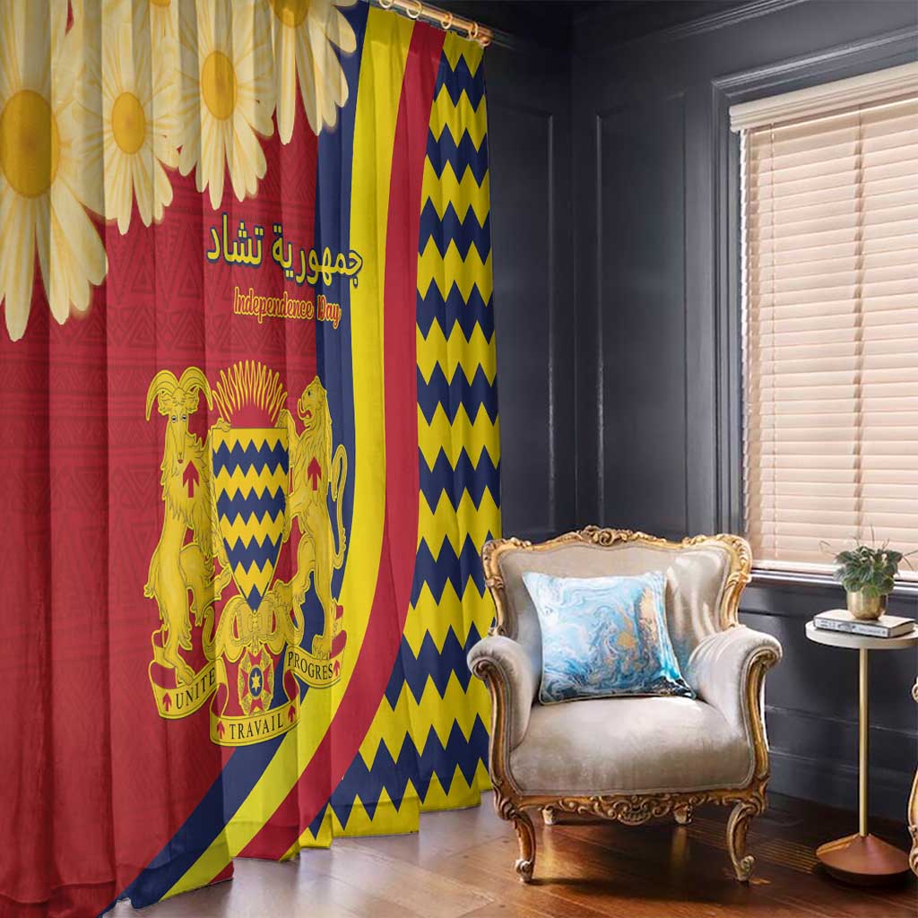 Chad Independence Day Window Curtain Coat Of Arms Gerbera Daisy
