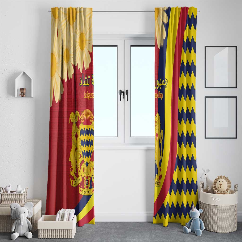 Chad Independence Day Window Curtain Coat Of Arms Gerbera Daisy