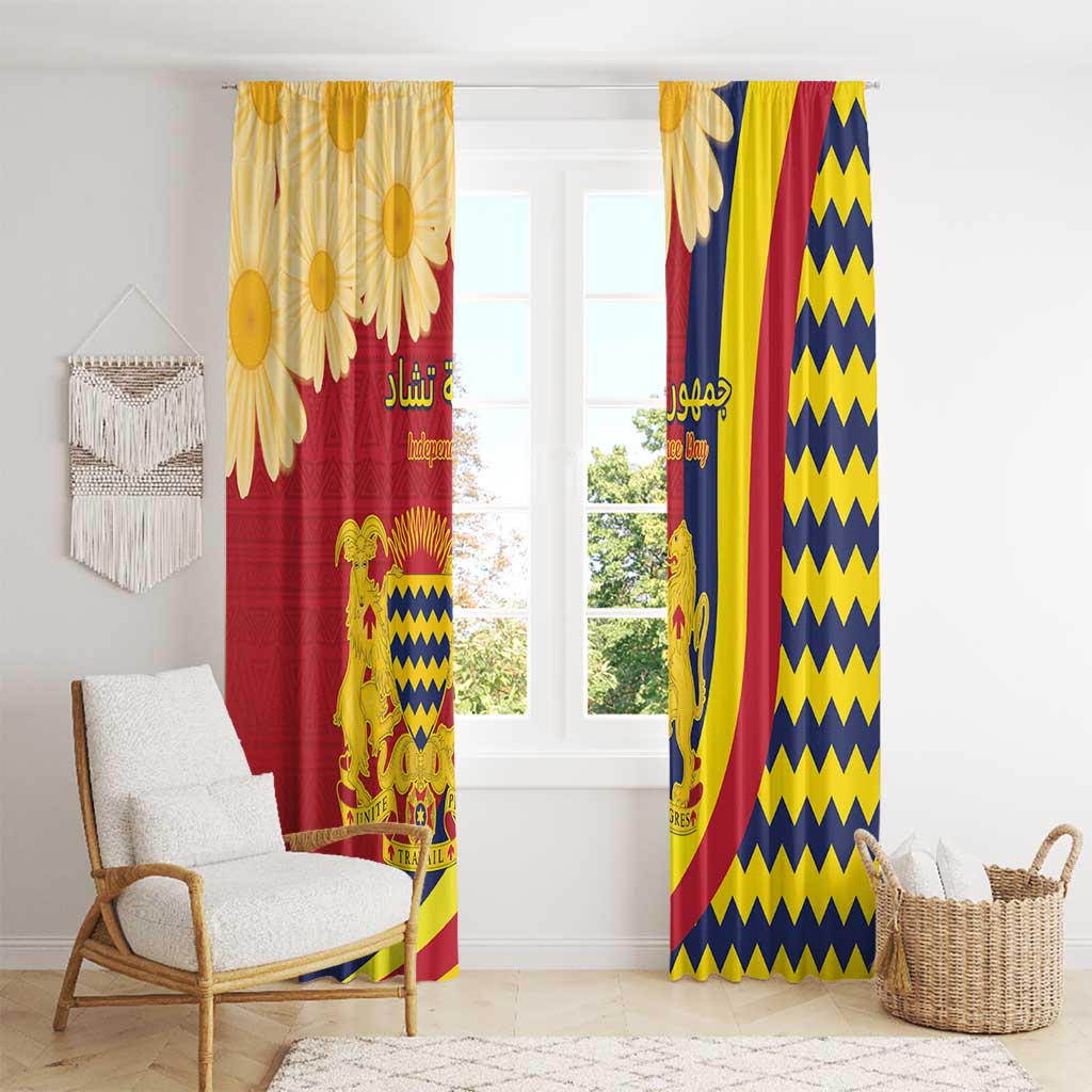Chad Independence Day Window Curtain Coat Of Arms Gerbera Daisy