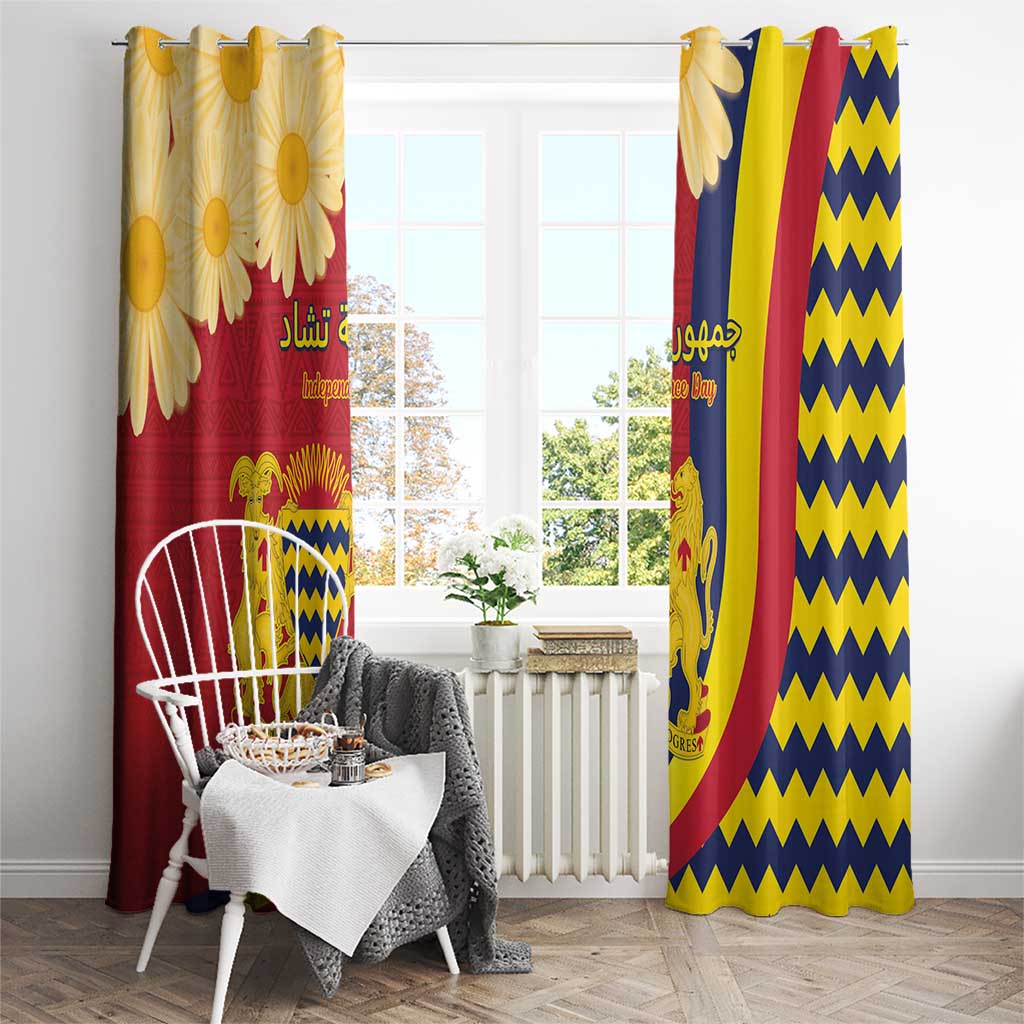 Chad Independence Day Window Curtain Coat Of Arms Gerbera Daisy