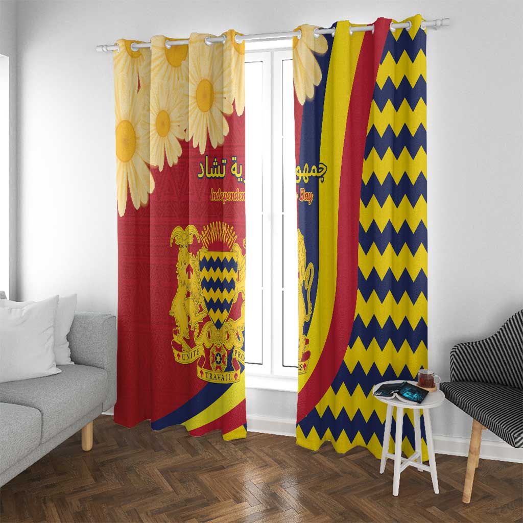 Chad Independence Day Window Curtain Coat Of Arms Gerbera Daisy