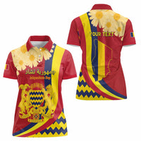 Personalised Chad Independence Day Women Polo Shirt Coat Of Arms Gerbera Daisy