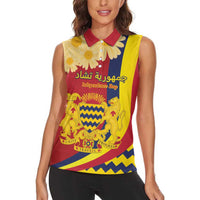 Personalised Chad Independence Day Women Sleeveless Polo Shirt Coat Of Arms Gerbera Daisy