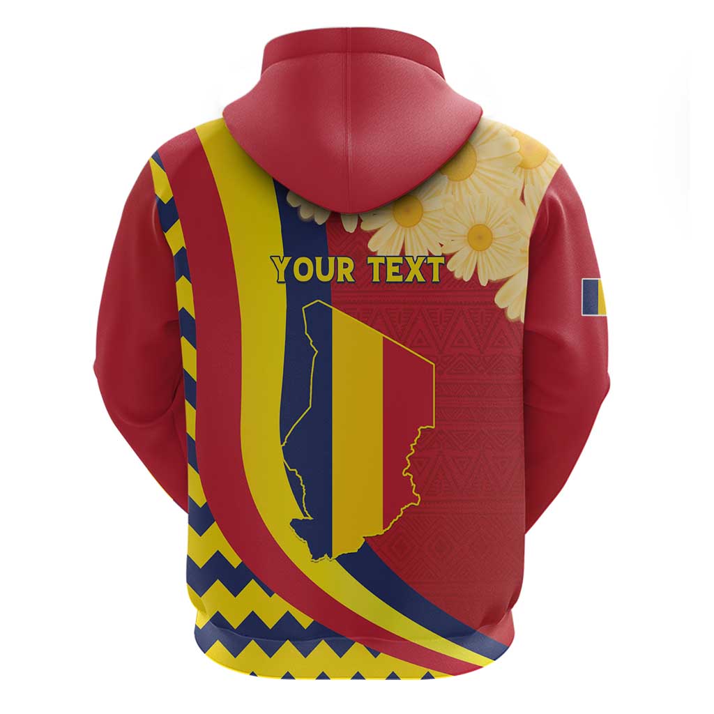 Personalised Chad Independence Day Zip Hoodie Coat Of Arms Gerbera Daisy