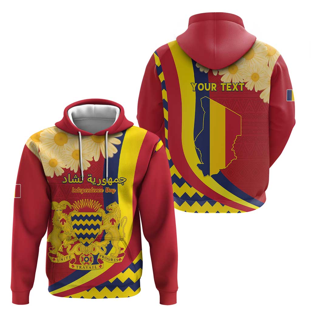 Personalised Chad Independence Day Zip Hoodie Coat Of Arms Gerbera Daisy