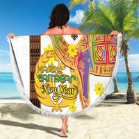 Happy Eritrea New Year Beach Blanket Adey Abeba Flower With Habesha Tilet Pattern - Wonder Print Shop