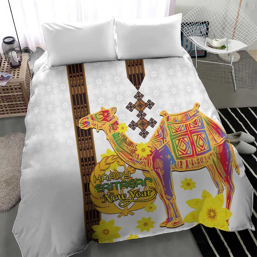 Happy Eritrea New Year Bedding Set Adey Abeba Flower With Habesha Tilet Pattern - Wonder Print Shop
