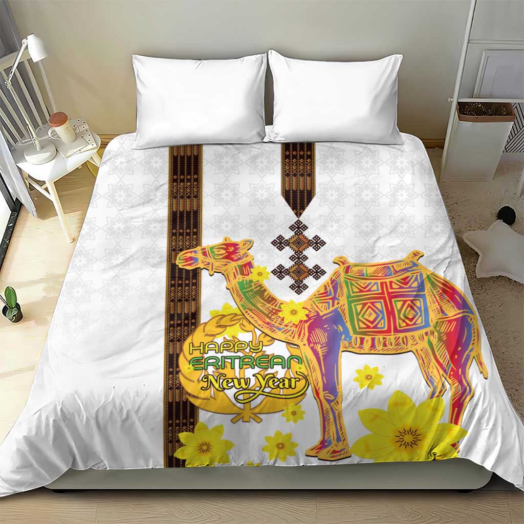 Happy Eritrea New Year Bedding Set Adey Abeba Flower With Habesha Tilet Pattern - Wonder Print Shop