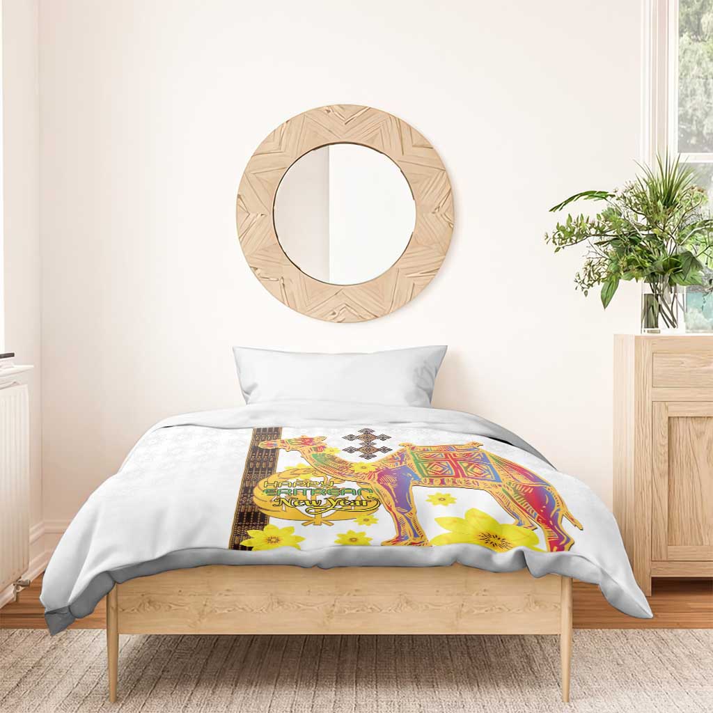 Happy Eritrea New Year Bedding Set Adey Abeba Flower With Habesha Tilet Pattern - Wonder Print Shop