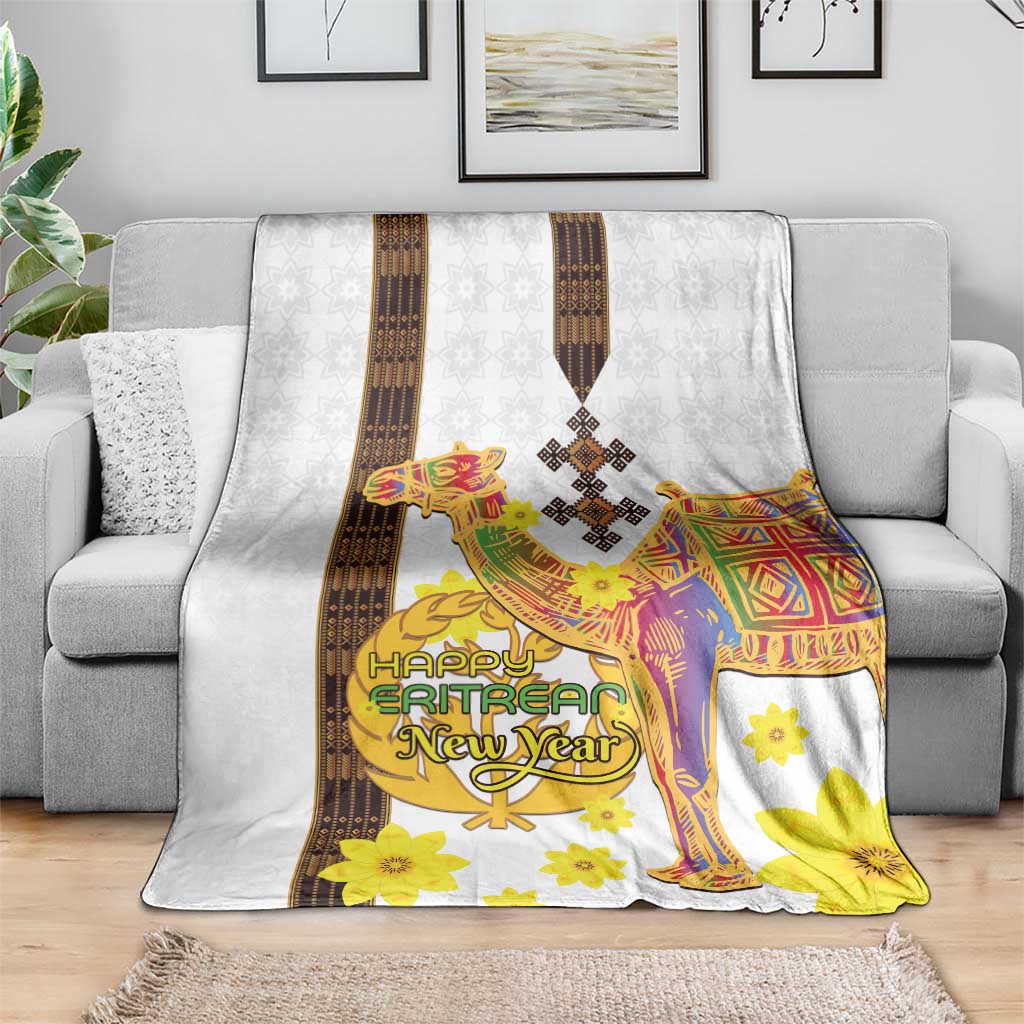 Happy Eritrea New Year Blanket Adey Abeba Flower With Habesha Tilet Pattern - Wonder Print Shop