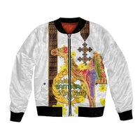 Happy Eritrea New Year Bomber Jacket Adey Abeba Flower With Habesha Tilet Pattern - Wonder Print Shop