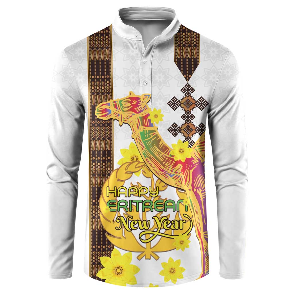 Happy Eritrea New Year Button Sweatshirt Adey Abeba Flower With Habesha Tilet Pattern - Wonder Print Shop