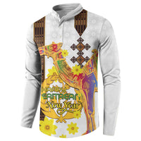 Happy Eritrea New Year Button Sweatshirt Adey Abeba Flower With Habesha Tilet Pattern - Wonder Print Shop