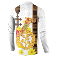 Happy Eritrea New Year Button Sweatshirt Adey Abeba Flower With Habesha Tilet Pattern - Wonder Print Shop