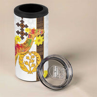 Happy Eritrea New Year 4 in 1 Can Cooler Tumbler Adey Abeba Flower With Habesha Tilet Pattern - Wonder Print Shop