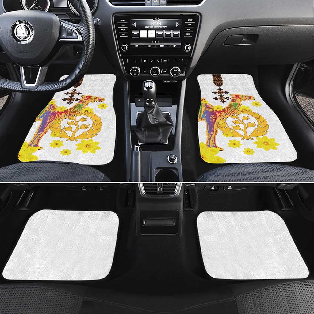Happy Eritrea New Year Car Mats Adey Abeba Flower With Habesha Tilet Pattern - Wonder Print Shop