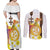 Happy Eritrea New Year Couples Matching Off Shoulder Maxi Dress and Long Sleeve Button Shirt Adey Abeba Flower With Habesha Tilet Pattern - Wonder Print Shop