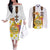 Happy Eritrea New Year Couples Matching Off The Shoulder Long Sleeve Dress and Long Sleeve Button Shirt Adey Abeba Flower With Habesha Tilet Pattern - Wonder Print Shop