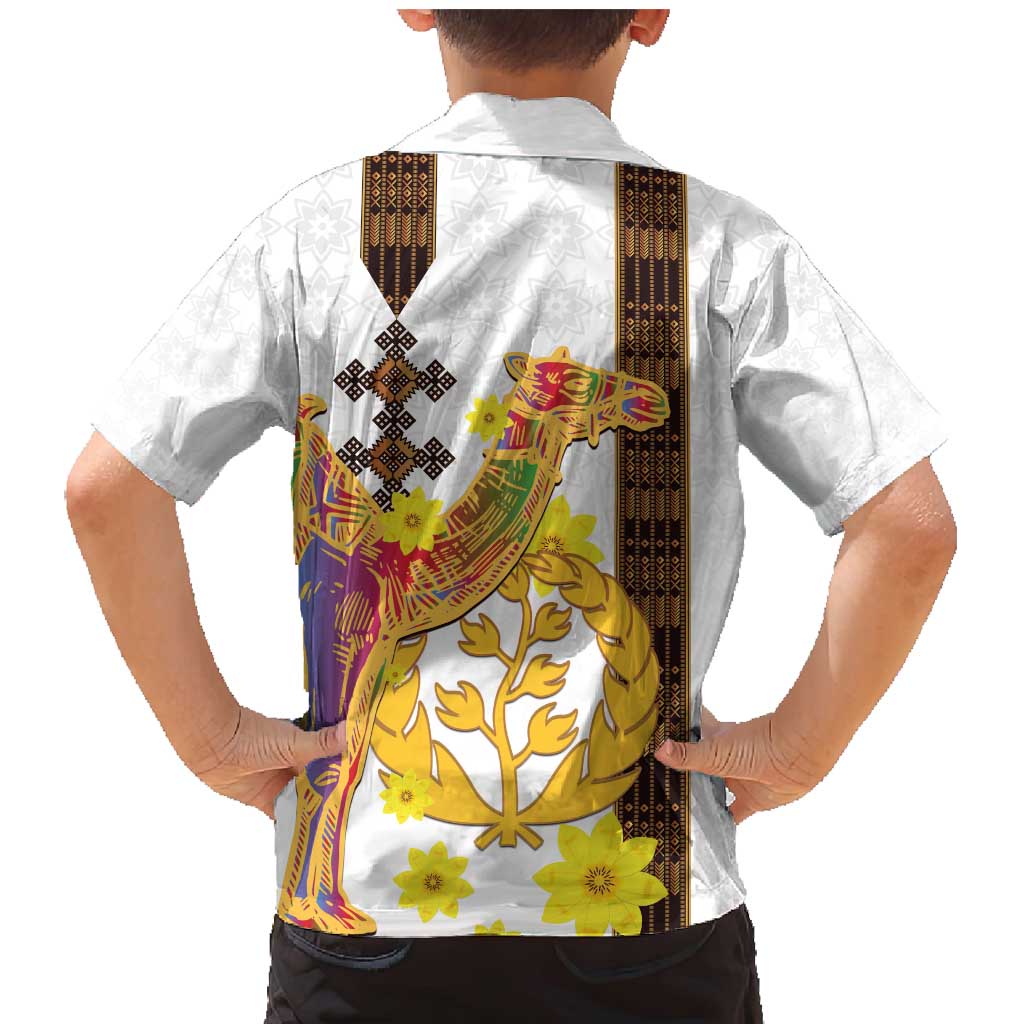 Happy Eritrea New Year Family Matching Mermaid Dress and Hawaiian Shirt Adey Abeba Flower With Habesha Tilet Pattern - Wonder Print Shop