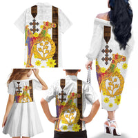 Happy Eritrea New Year Family Matching Off The Shoulder Long Sleeve Dress and Hawaiian Shirt Adey Abeba Flower With Habesha Tilet Pattern - Wonder Print Shop