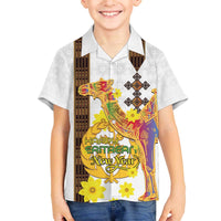 Happy Eritrea New Year Family Matching Off The Shoulder Long Sleeve Dress and Hawaiian Shirt Adey Abeba Flower With Habesha Tilet Pattern - Wonder Print Shop